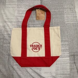 Trader Joe’s Mini Red Canvas Tote Bag New with Tag